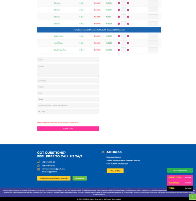 Sivakasi cracker website builder